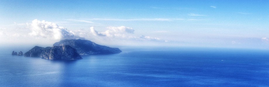 View of the island of Capri with Faraglioni